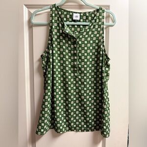 CAbi Green Floral Sleeveless Blouse